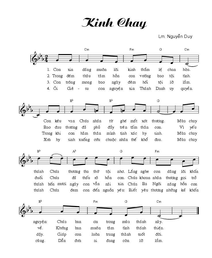 Sheet nhạc Kinh Chay